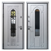 Входная металлическая дверь MRSК-007 (МДФ панели + стеклопакет + ковка)