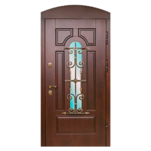 Парадная входная металлическая дверь PD-004 (МДФ + стеклопакет + ковка)