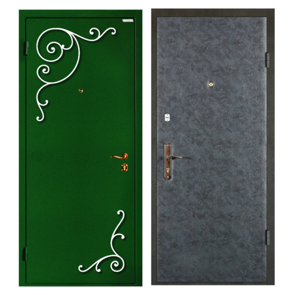 Входная металлическая дверь PVDК-002 (порошковое напыление с ковкой + винилискожа)