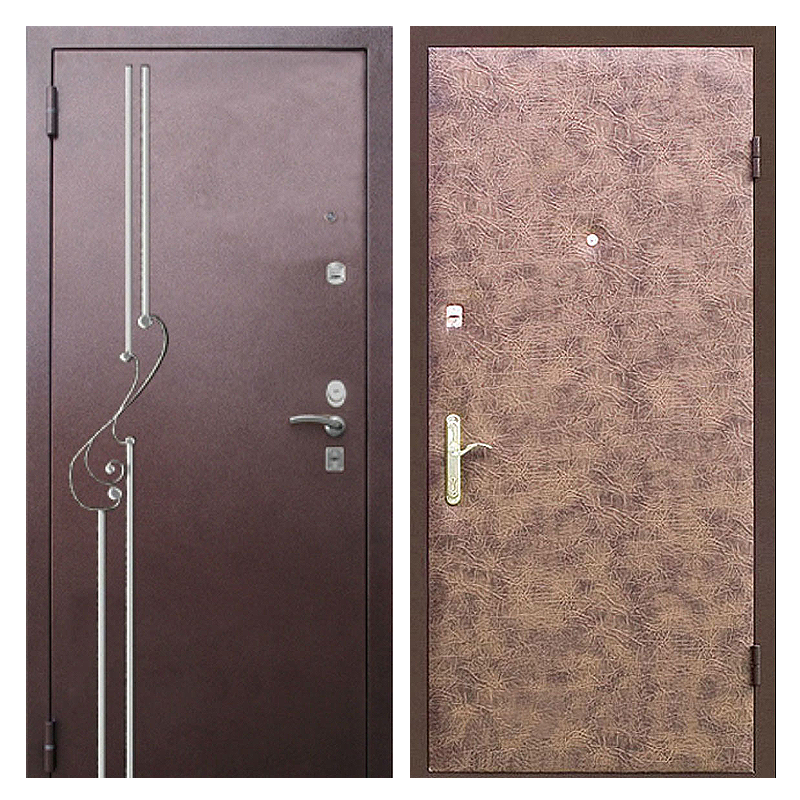 Входная металлическая дверь PVК-006 (порошковое напыление с ковкой + винилискожа)